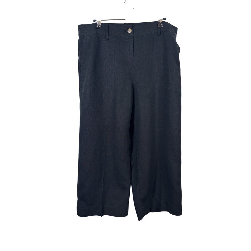 J.Jill Cropped Wide Leg Pants Womens Medium Petite MP Black Love Linen
